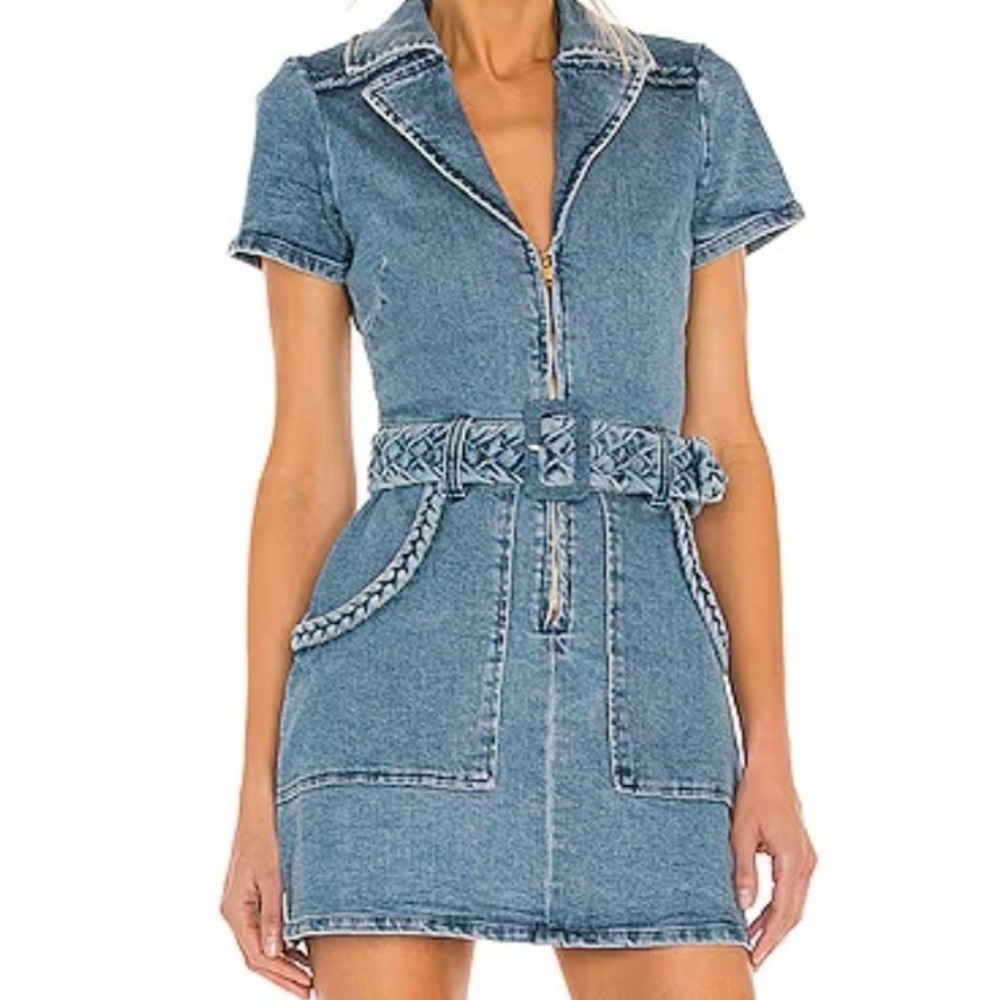 Show Me Your Mumu Outlaw Dress Tide Light Wash Denim Braided Belted XL